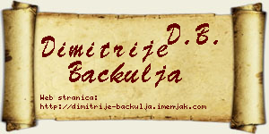Dimitrije Bačkulja vizit kartica